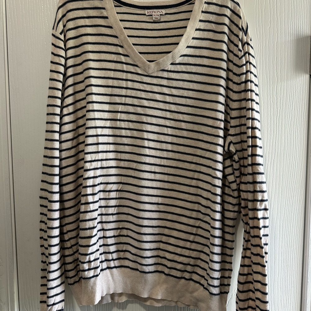 Merona Striped V-Neck Sweater size XL - good condition
